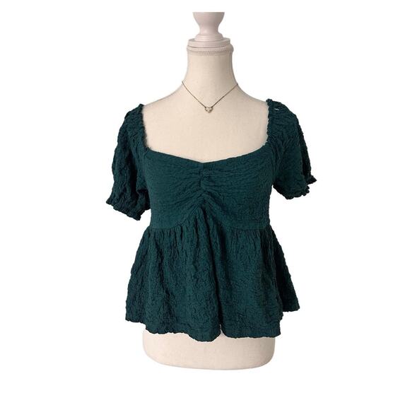 Andthewhy Los Angeles Bluish Tint Forest Green Blouse Top Size Small NewWith Tag - Picture 1 of 4